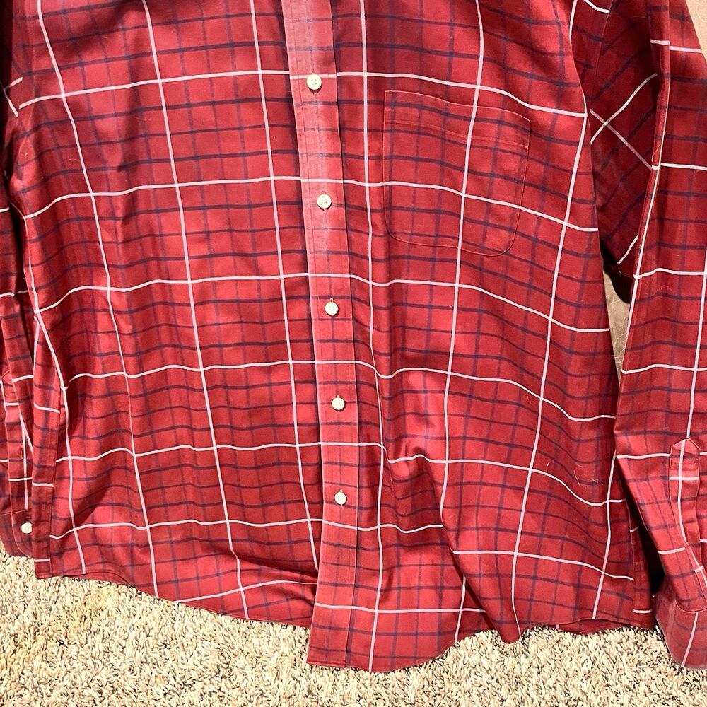 Brooks Brothers Mens Shirt X-Large Burgundy Plaid Regent Long Sleeve Button Up - Picture 6 of 11